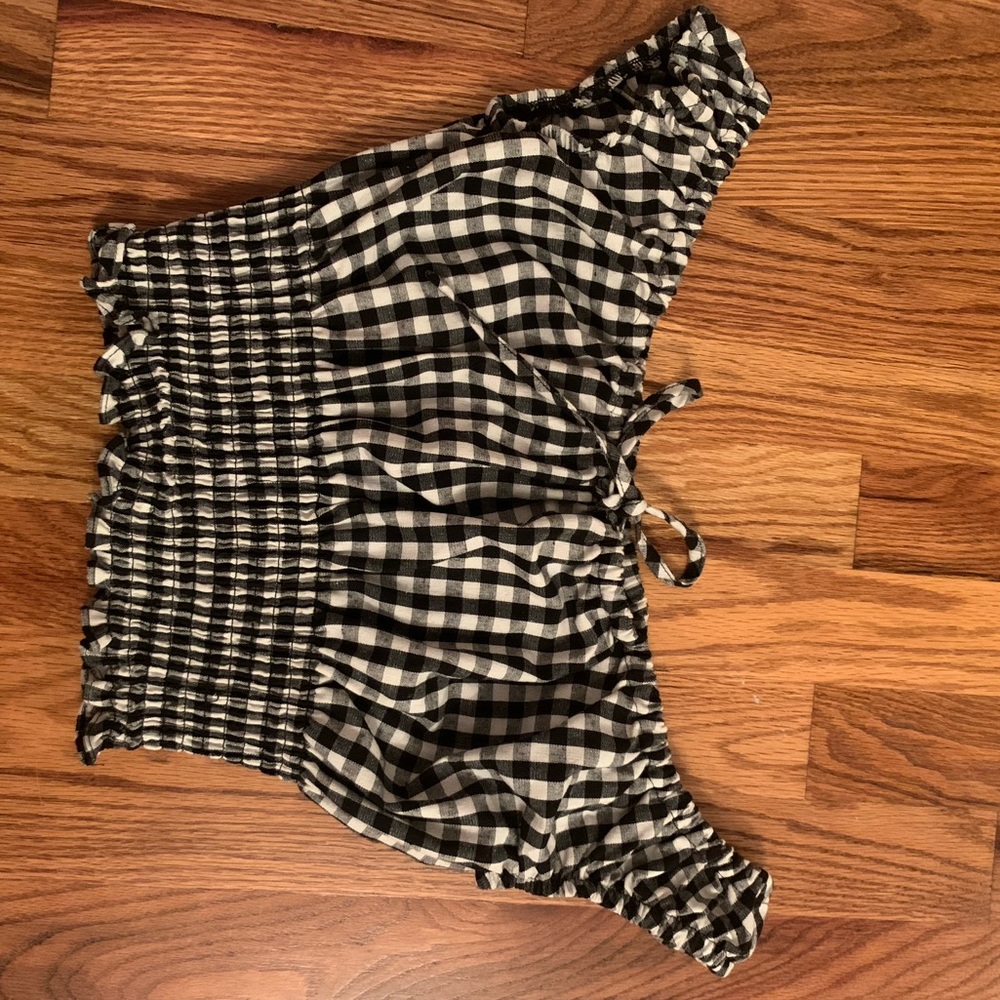 Gingham off the shoulder top